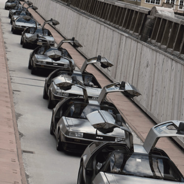 DeLoreans on parade